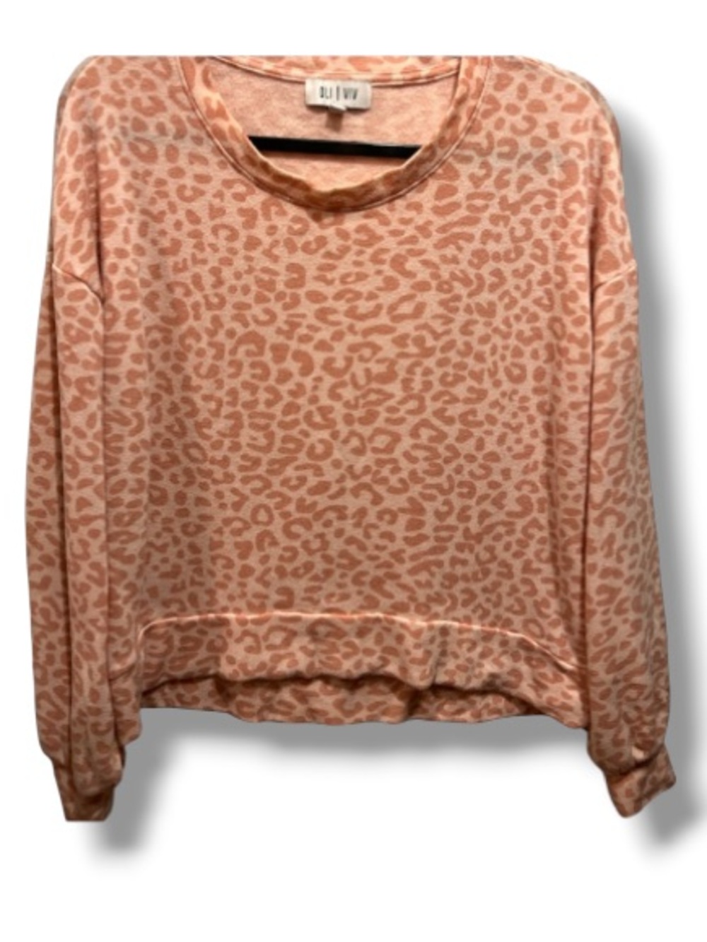 Oli Viv Women’s Pink Cheetah Print Sleepwear Pajama Comfy Top Long Sleeve Shirt